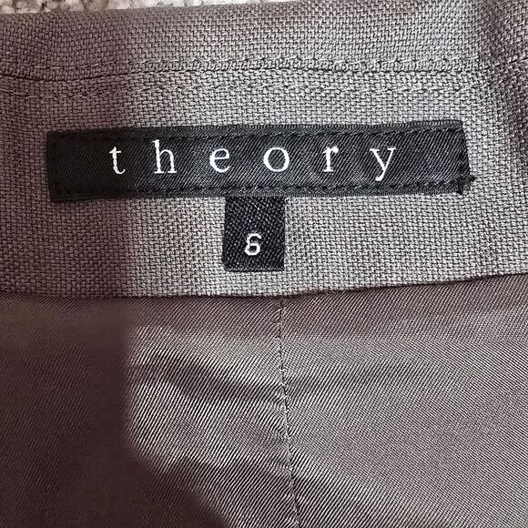 Theory neutral wool one button front blazer career staple Sz 6 - Picture 10 of 11